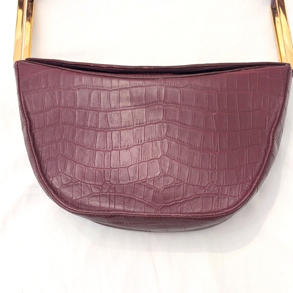 DeMellier Burgundy Croc Effect Bergen Bag - Picture 5 of 16